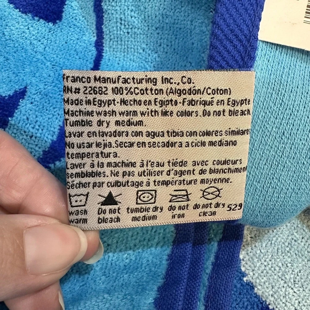 Franco‎ Egyptian Cotton Beach Towel NWT Blue Fish Oversized 72 x 39